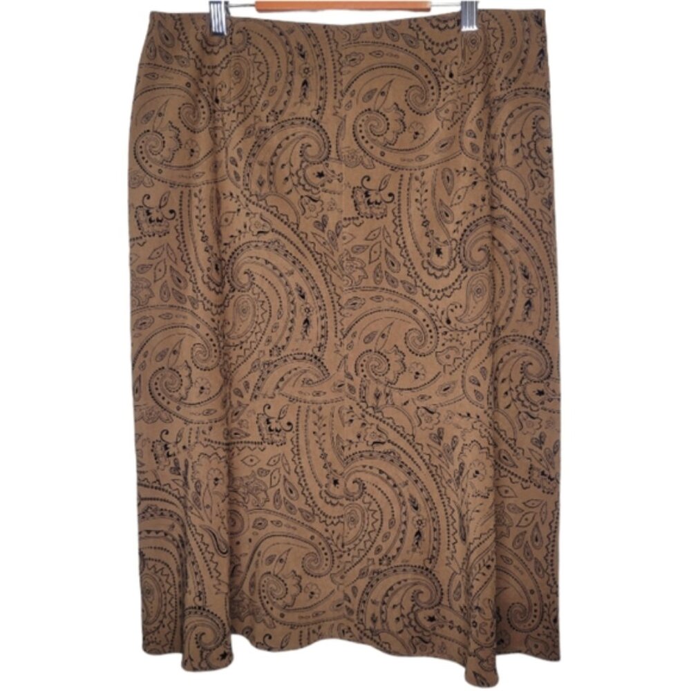 Harold's A-Line Brown Paisley Skirt, Size 12